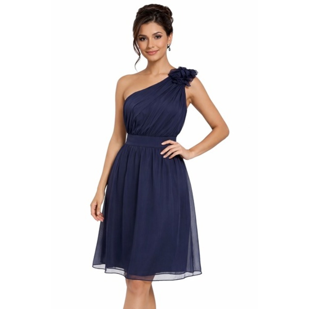The Limited Event Navy Blue One Shoulder‎ Chiffon Rosette Dress 10 NWT 81-22